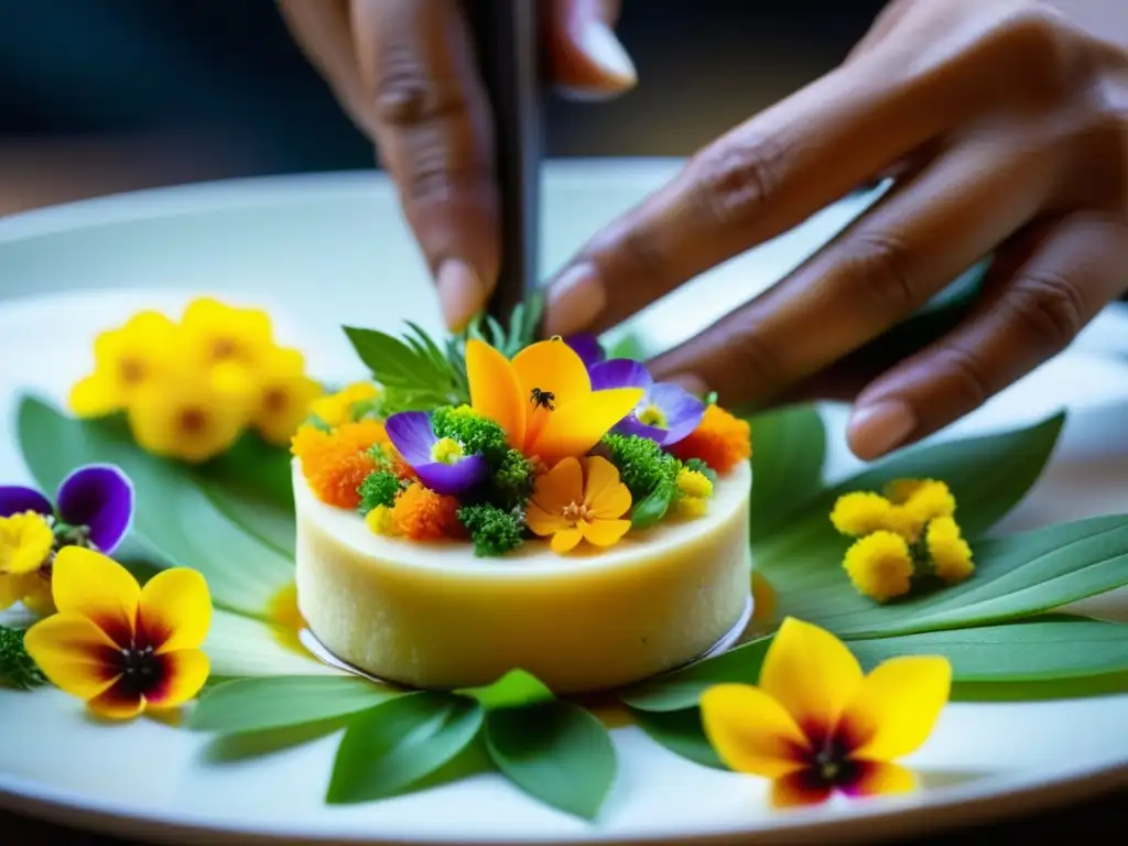 Gastronomía de lujo en Perú: Chef experto elabora exquisito plato peruano con detalle y cuidado