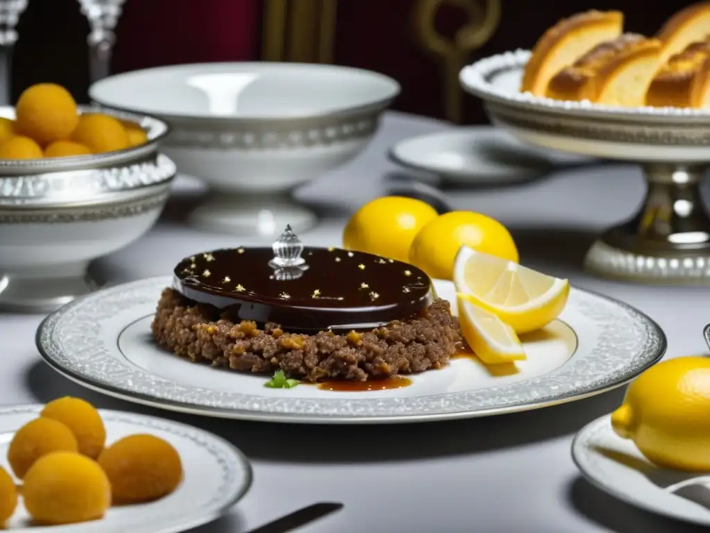 Una lujosa mesa de banquete imperial austrohúngaro con exquisitas recetas históricas palacios europeos