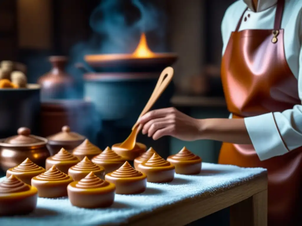 Un maestro artesano elabora un dulce de leche tradicional mexicano en una cocina rústica