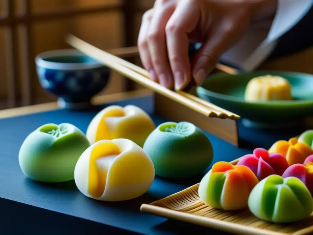 Un maestro artesano japonés crea un Wagashi con delicadeza, resaltando la historia de los dulces japoneses