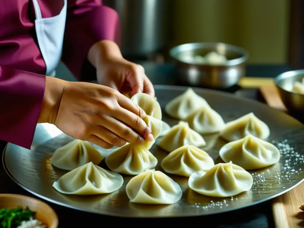 Un maestro chef mongol prepara buuz en una cocina india, fusionando culturas culinarias: Cocina mongol invasión culinaria India