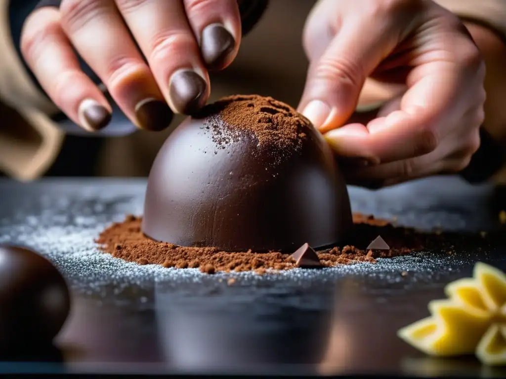 El maestro chocolatero en América Latina creando un exquisito trufa de chocolate artesanal