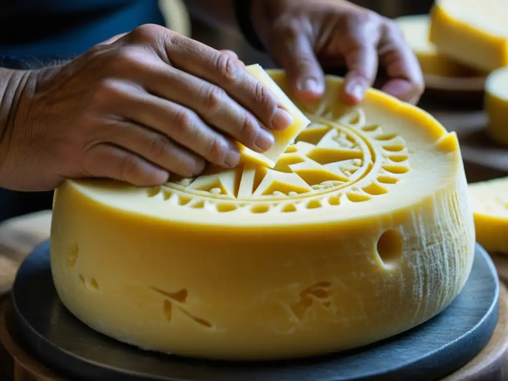 Un maestro quesero bizantino esculpe patrones en queso, transmitiendo siglos de tradición