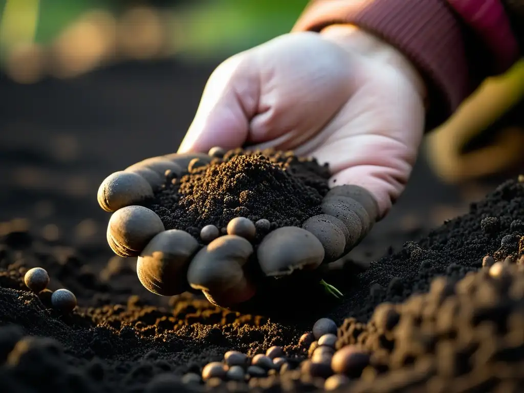 Mano envejecida siembra semillas heredadas en tierra oscura, resaltando prácticas agrícolas históricas cocina