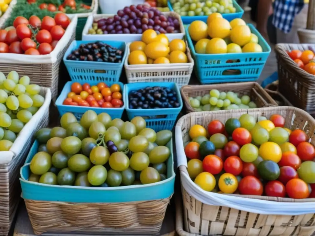 Mano alcanza uvas en mercado mediterráneo