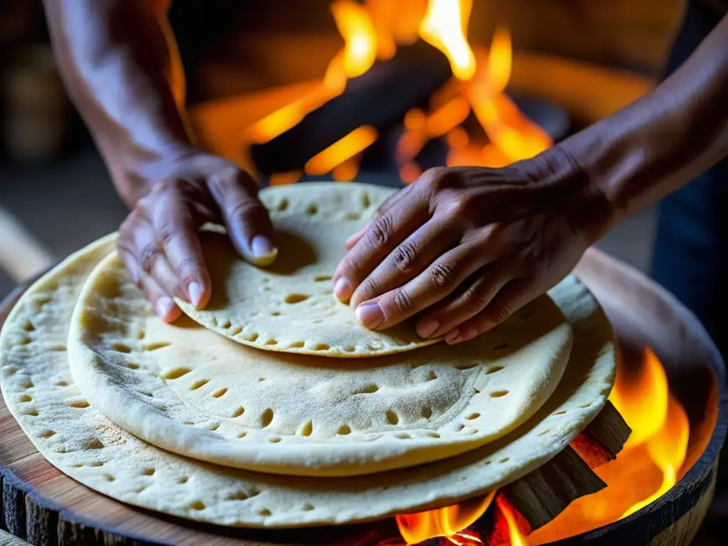 Unas manos aztecas expertas moldean tortillas de maíz, resaltando la importancia cultural de este ancestral arte culinario