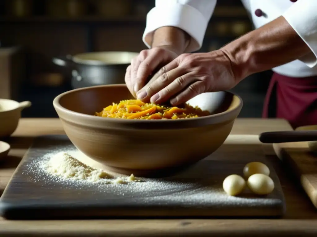 Las manos del chef preparan con destreza una receta tradicional, resaltando la Importancia cultural de la gastronomía