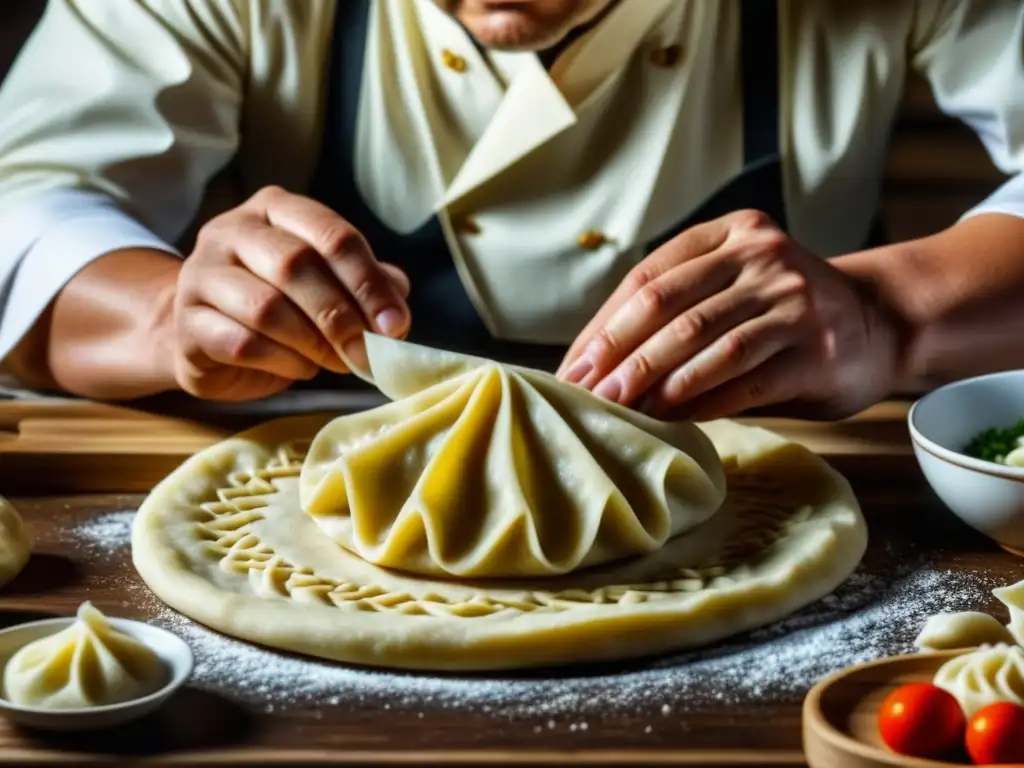 Manos expertas moldean deliciosos dumplings soviéticos, resaltando la tradición culinaria