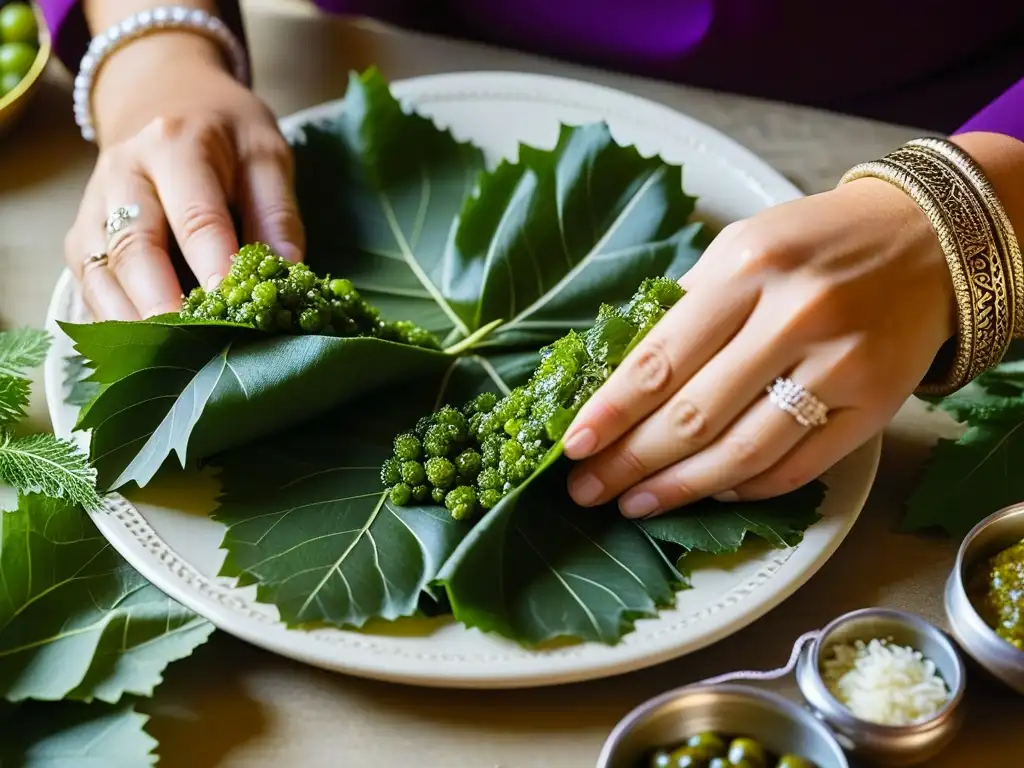 Manos expertas preparando dolma armenio en festividades con recetas históricas