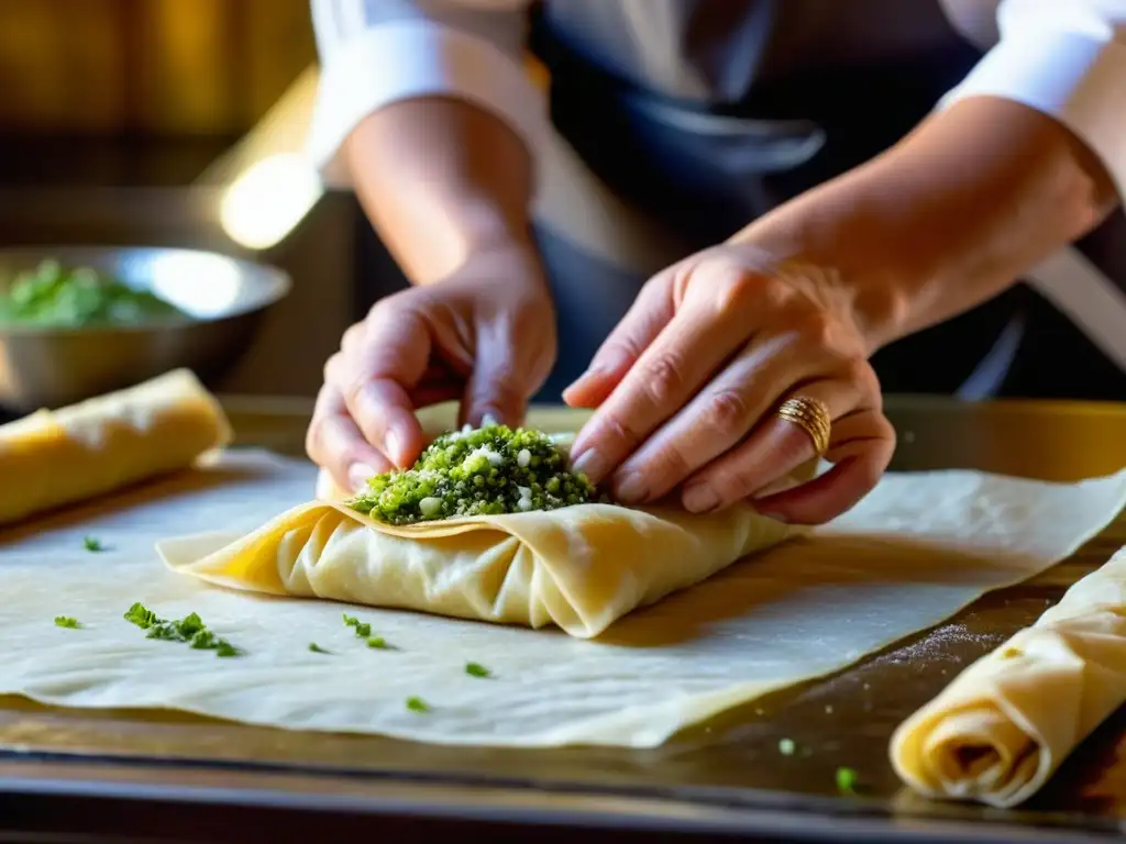 Manos expertas crean baklava con influencia árabe en cocina mediterránea