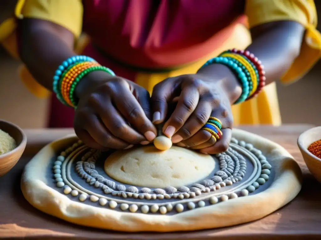 Unas manos expertas moldean masa africana para recetas coloniales, preservadas culturalmente