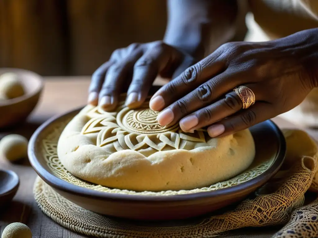 Manos expertas moldeando masa de mijo en el Sahel africano, mostrando tradición y destreza culinaria