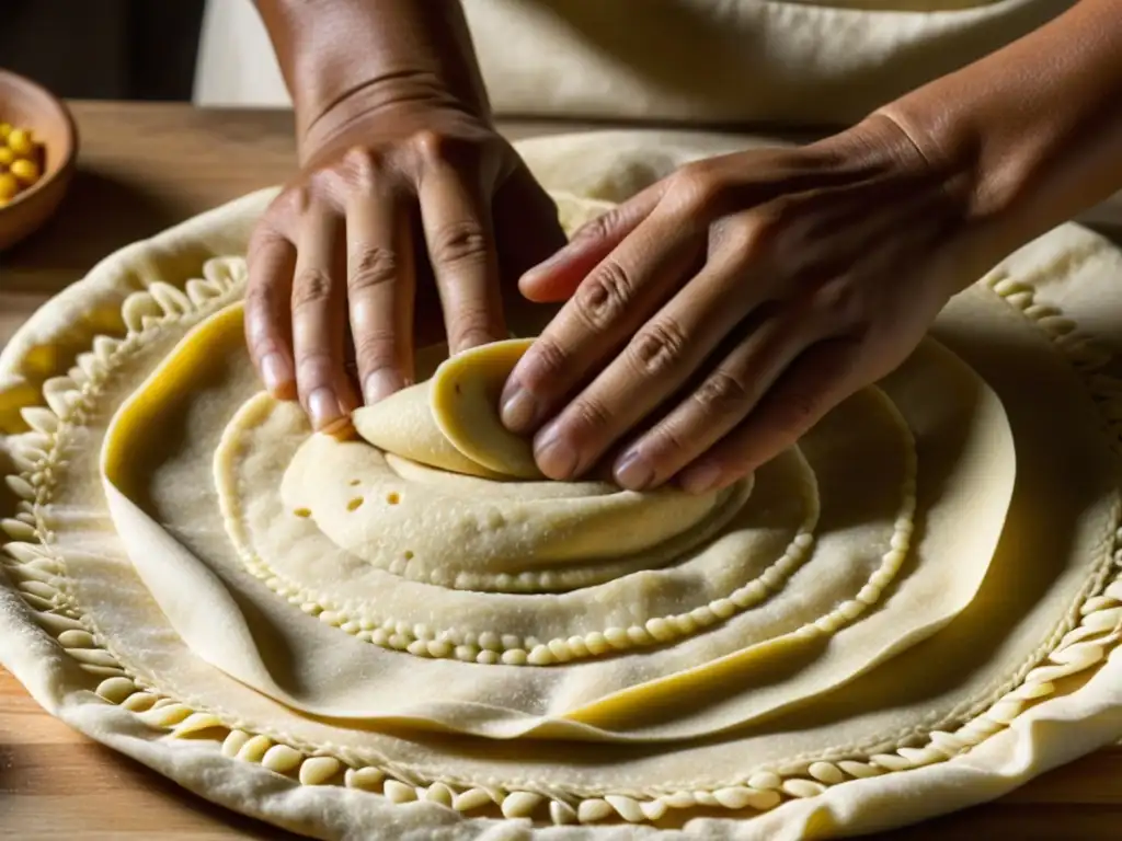 Manos expertas amasan masa fresca para tortillas de maíz en revolución, resaltando la tradición y destreza