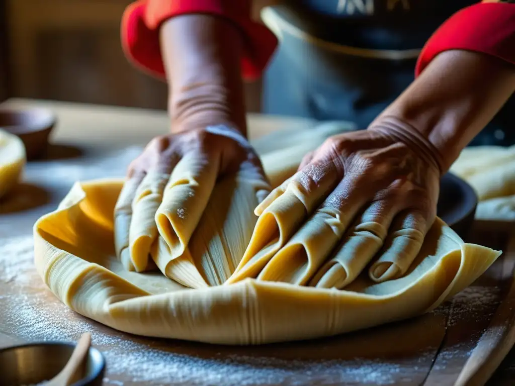 Manos expertas moldeando masa para tamales, destacando recetas históricas cultura ingredientes técnicas