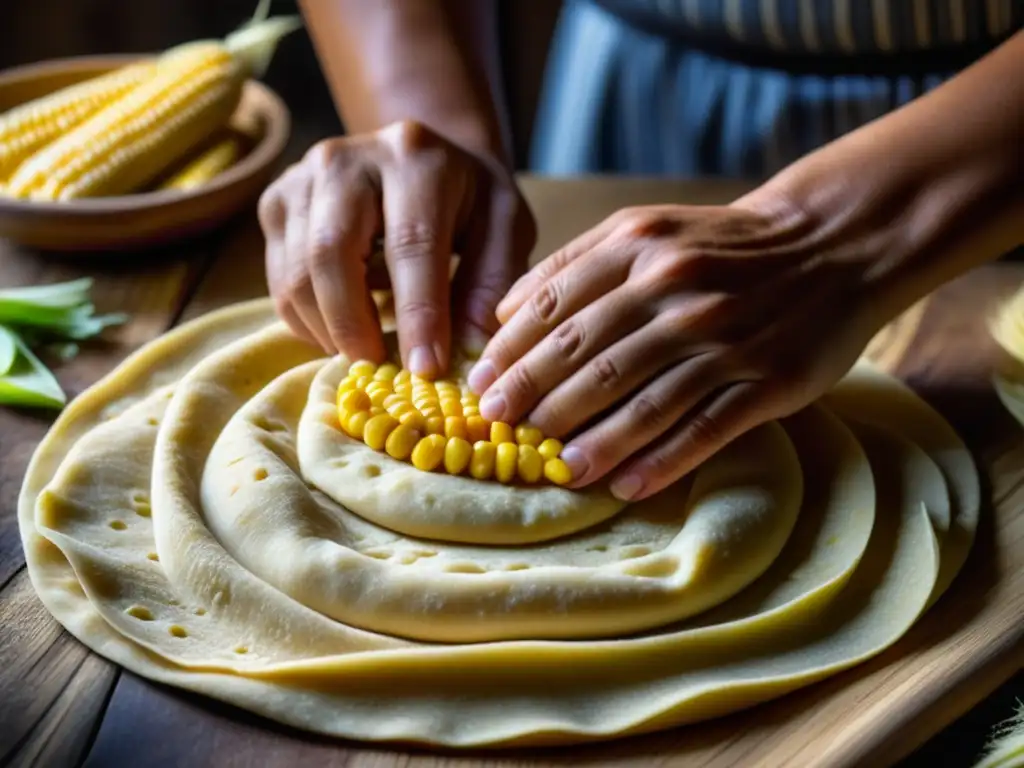 Manos expertas moldeando masa de tortillas, en una escena rústica con gran relevancia cultural