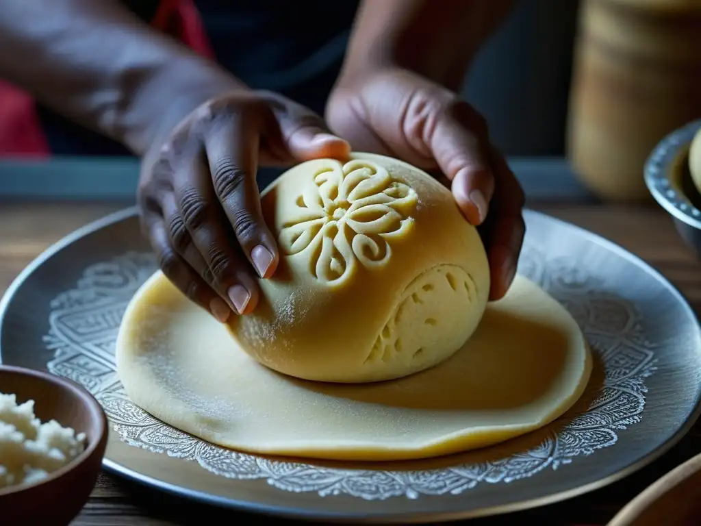 Manos expertas moldean patrones en masa, historia cocina criolla legado esclavitud