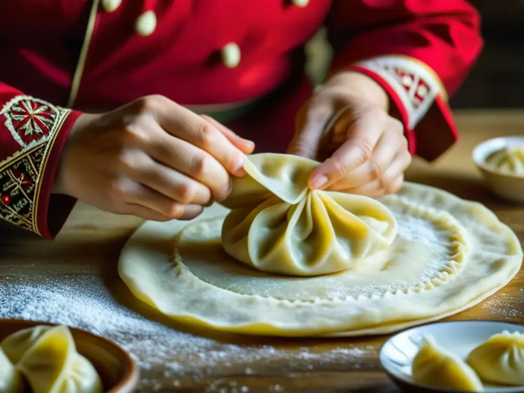 Manos expertas moldean pelmeni con arte siberiano, revelando la receta y origen del plato