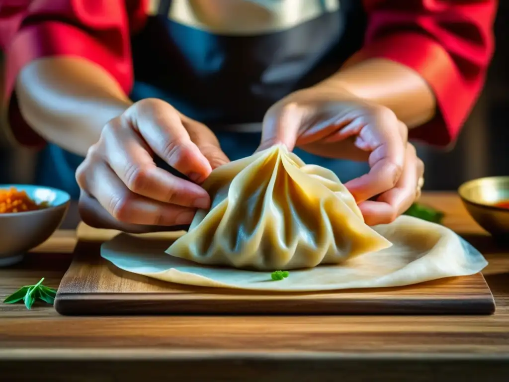 Manos expertas fusionan sabores en dumpling