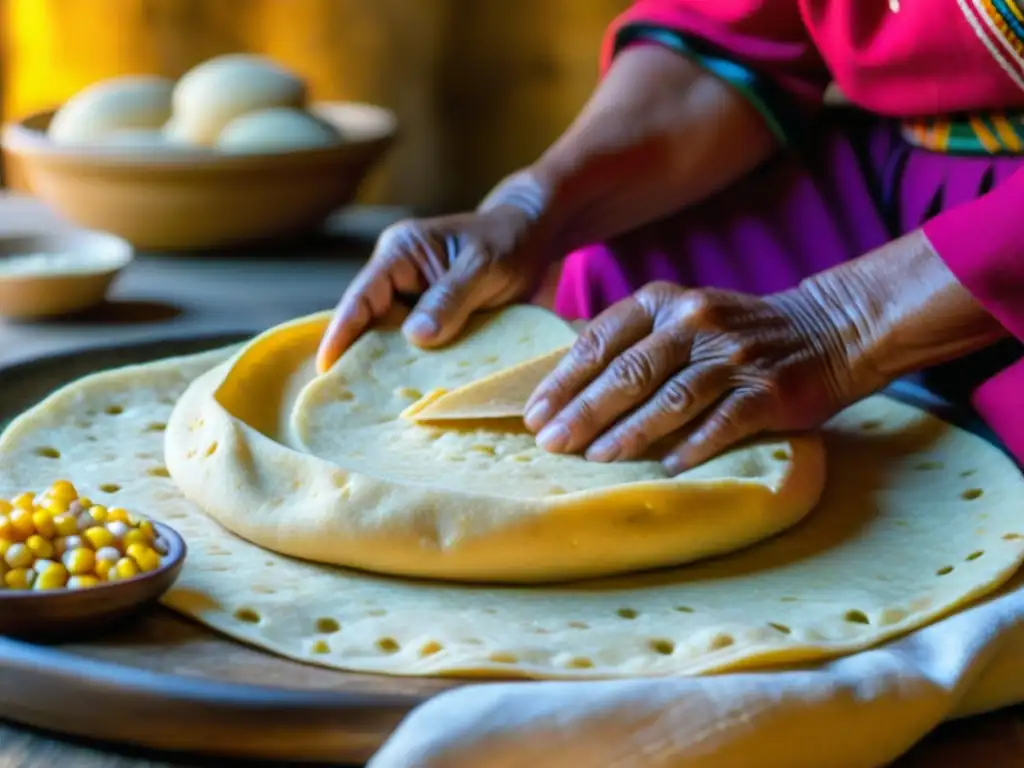 Manos expertas moldeando tortillas de maíz