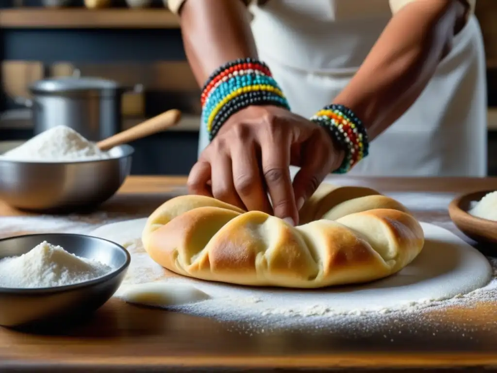 Manos hábiles amasan vetkoek sudafricano en cocina gueto, uniendo herencia y adaptación