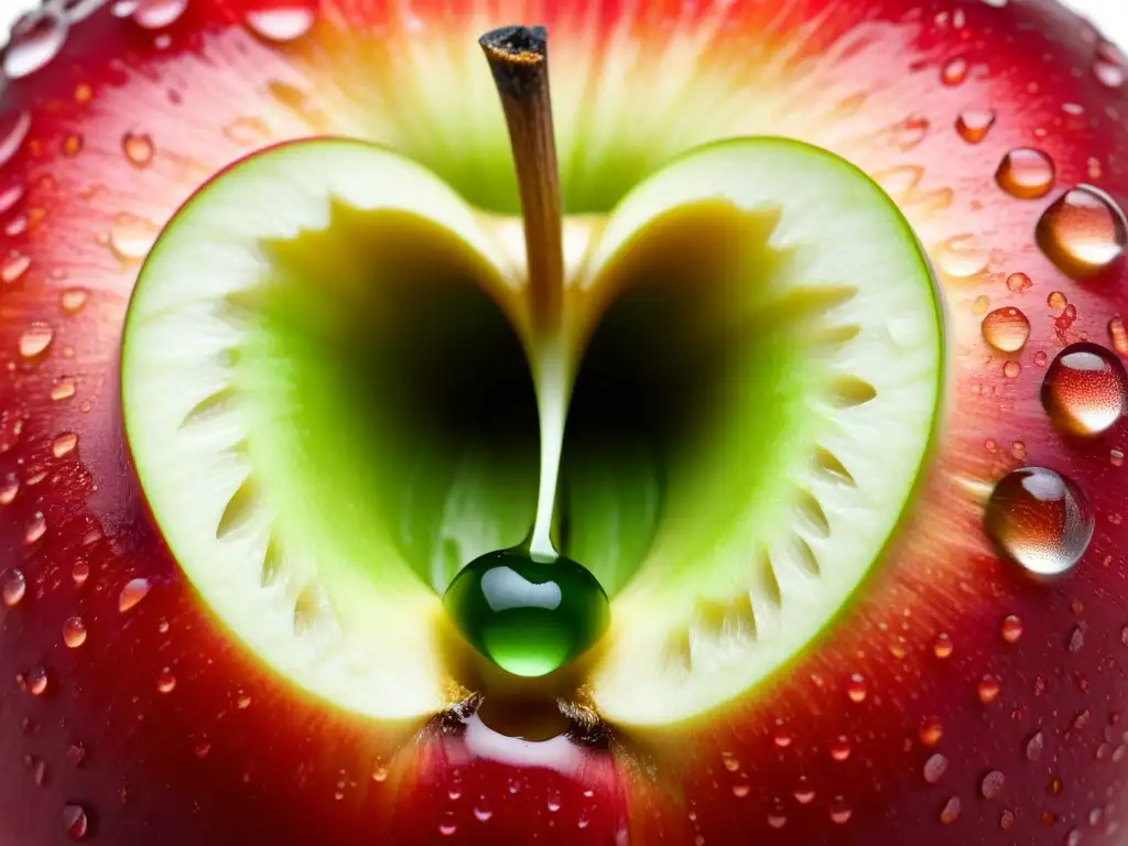 Una manzana Patagónica madura con gotas de agua, mostrando sus colores vibrantes de rojo y verde