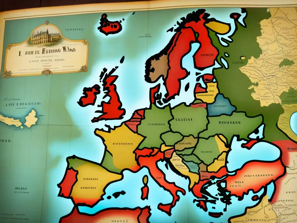 Mapa detallado de las regiones vinícolas europeas en las Guerras Napoleónicas