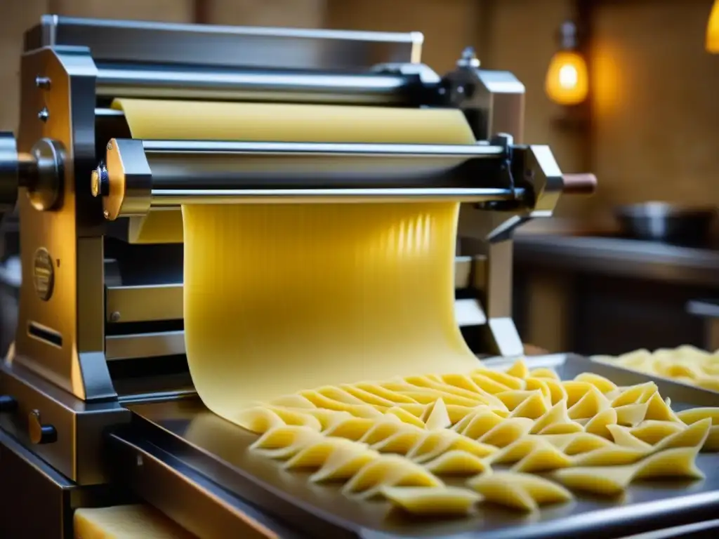 Una máquina de hacer pasta italiana en acción, preservando la tradición con precisión y arte