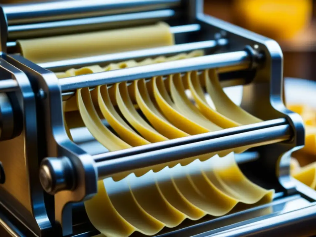 Una máquina de pasta vintage, detallada y nostálgica, evocando la preservación de la cocina italiana