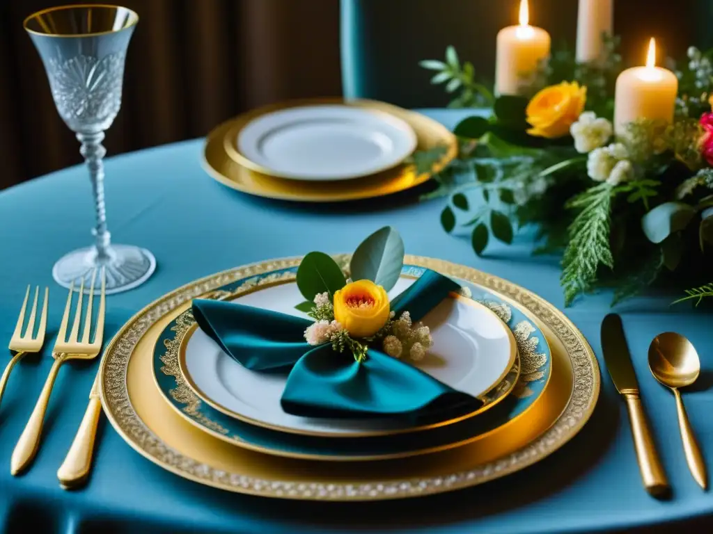 Exquisita mesa de banquete barroco: lujo moderno en detalle Una mesa de banquete barroco moderno con detalles lujosos y exquisitos