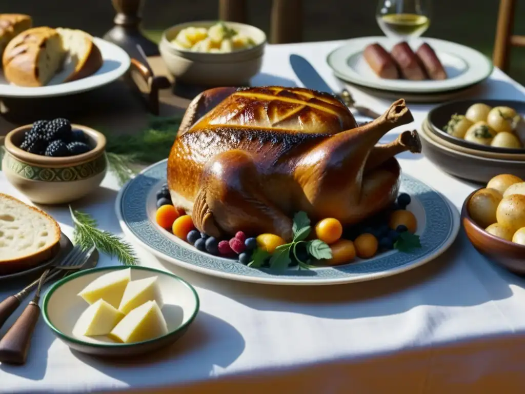 Una mesa de banquete celta histórico con recetas culinarias celtas históricas