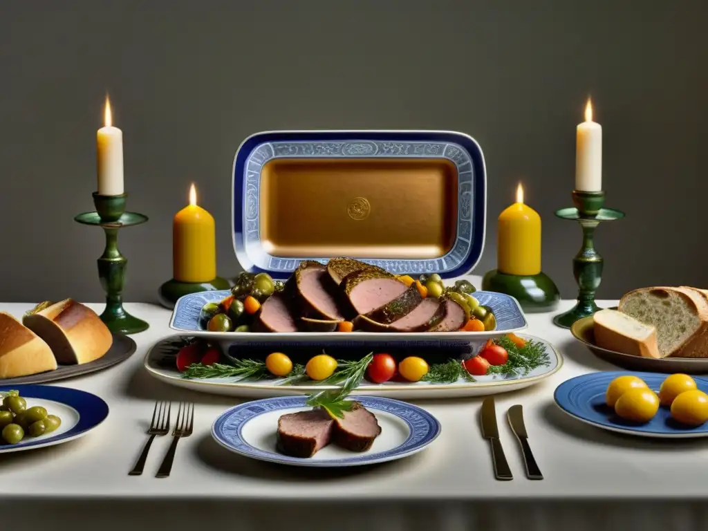 Una mesa de banquete inspirada en Roma con detalles históricos de la dieta romana y su impacto ambiental en el siglo XXI