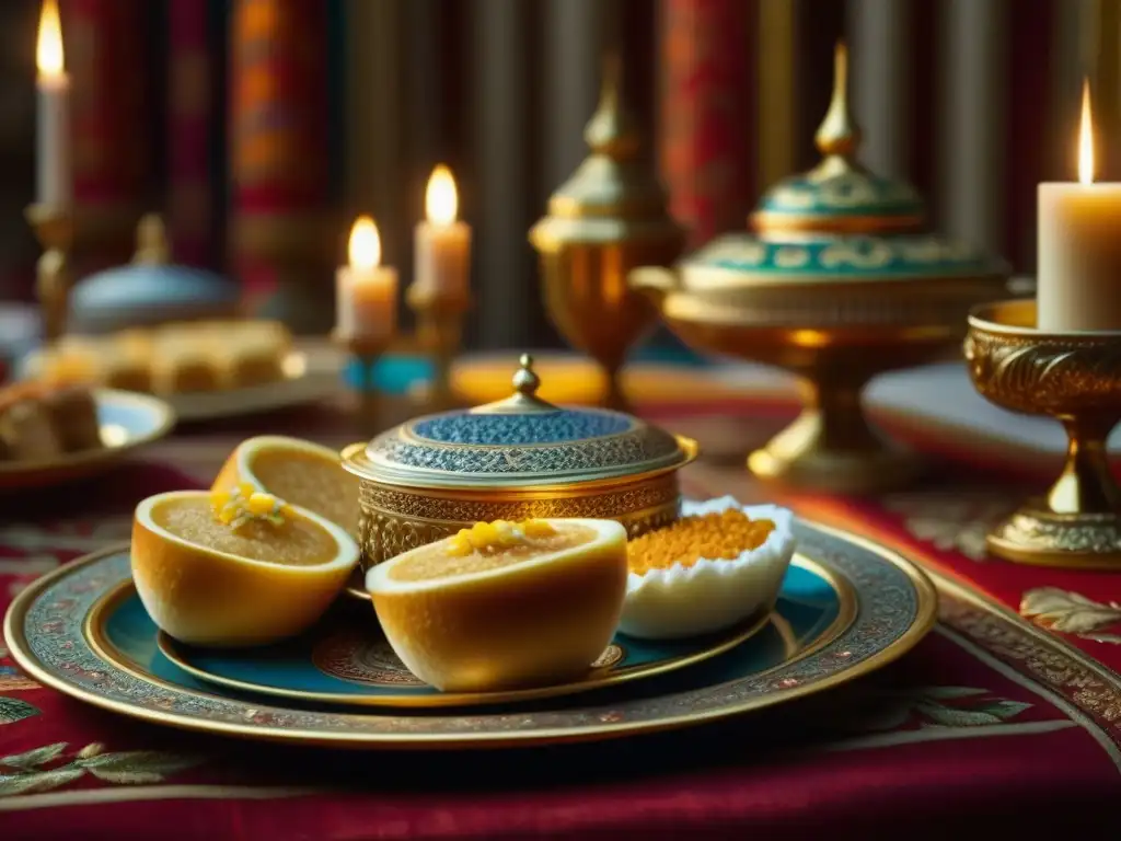 Una mesa de banquete del lujoso Imperio Otomano con recetas históricas y exquisita decoración dorada y cerámica