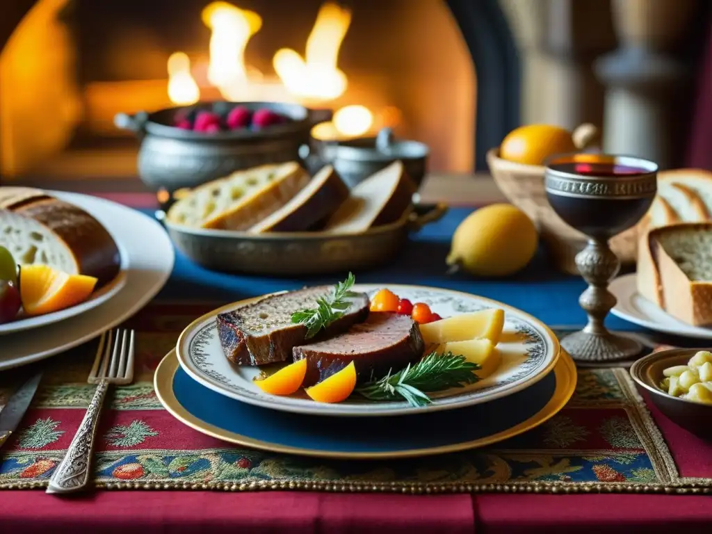 Banquete medieval: una mesa exquisita que te transportará en el tiempo Una mesa de banquete medieval con recetas históricas de Europa en la Edad Media