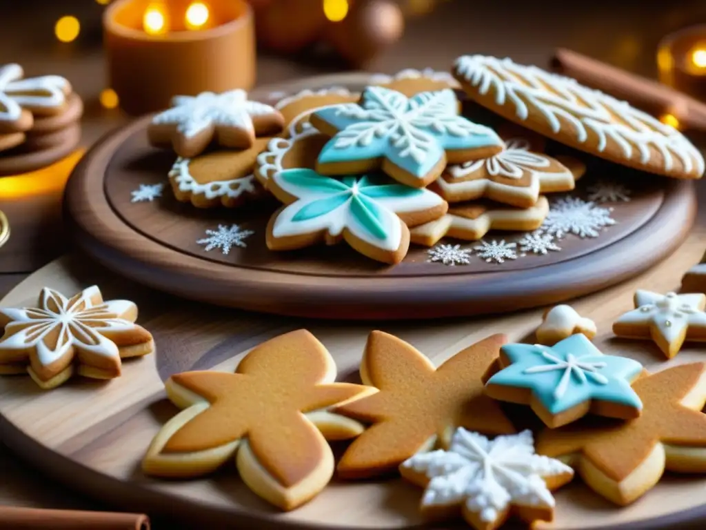 Una mesa de cocina de panadería europea tradicional cubierta de galletas de jengibre recién horneadas