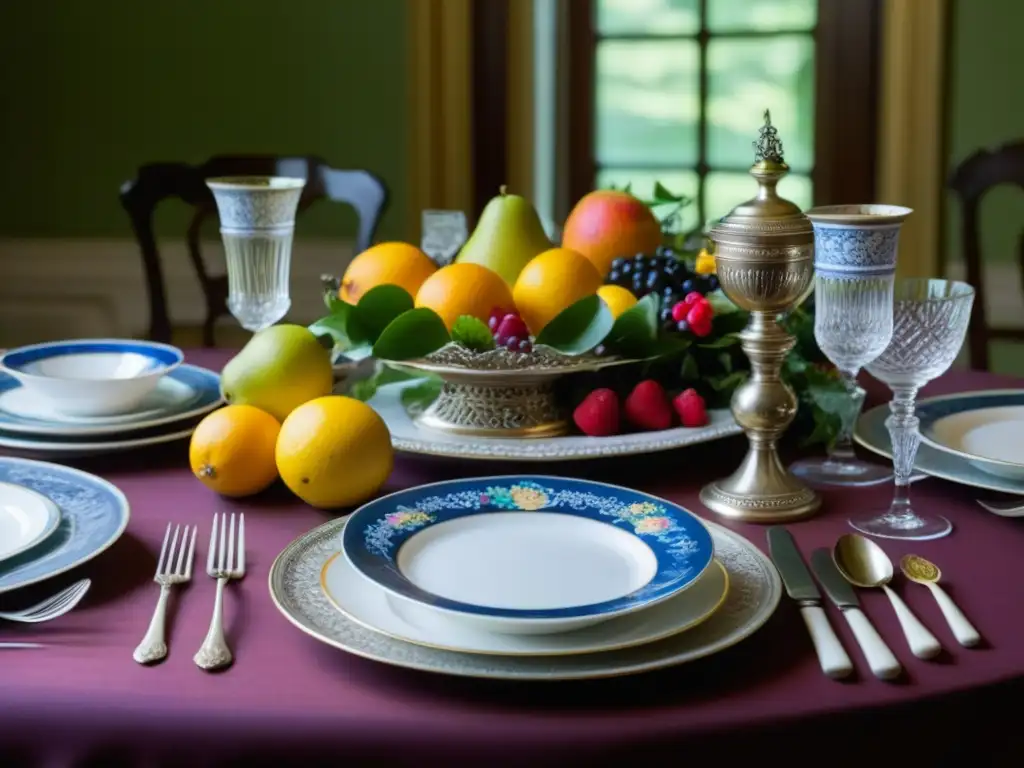 Una mesa ricamente decorada para un banquete festivo en la América del Siglo XIX