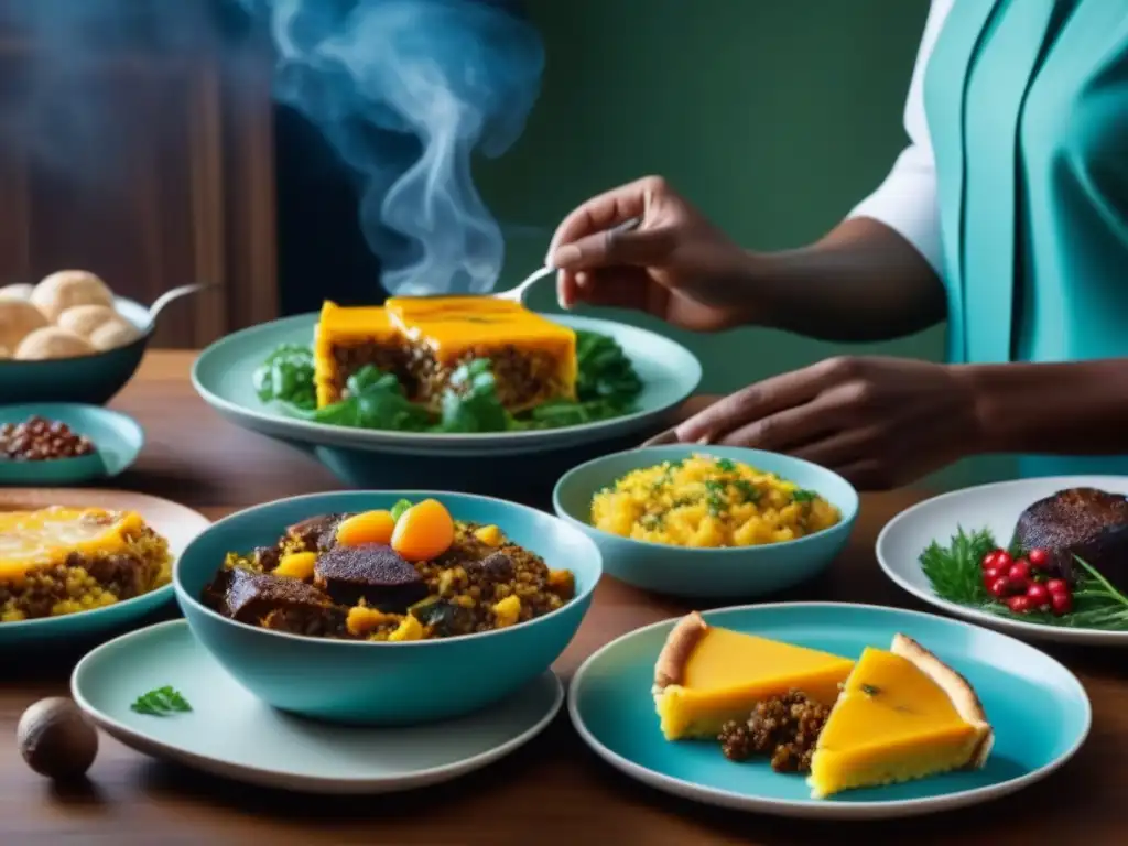 Una mesa familiar sudafricana muestra una variedad de platos tradicionales, reflejando la diversidad culinaria post-apartheid