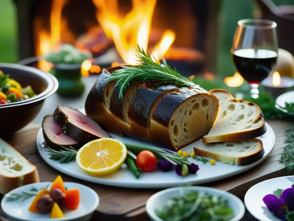 Una mesa de festín celta en Stonehenge: tradición culinaria festival solsticio Stonehenge