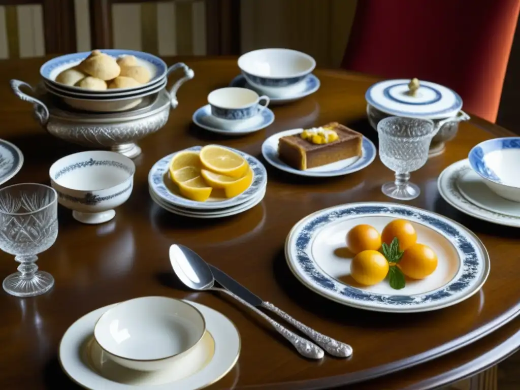 Una mesa de madera rústica adornada con platos de la gastronomía europea de las Guerras Napoleónicas, detallada y elegante