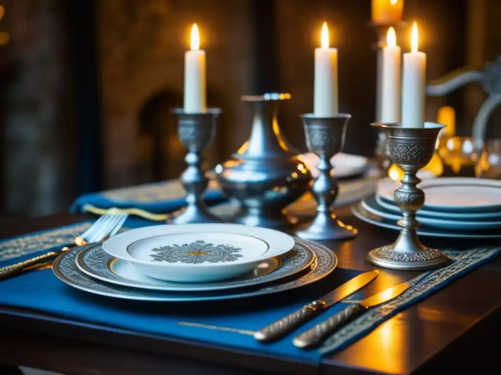 Una mesa medieval llena de opulencia y tradición culinaria en un castillo europeo