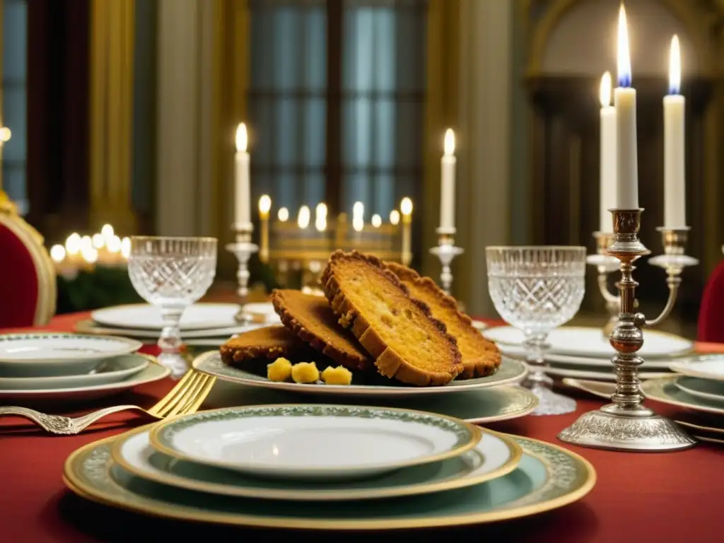 Una mesa imperial austrohúngara de Navidad con platos típicos y decoración lujosa