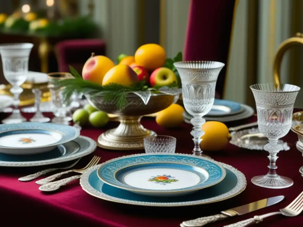 Una mesa real lujosamente decorada para un banquete durante el reinado de Catalina la Grande