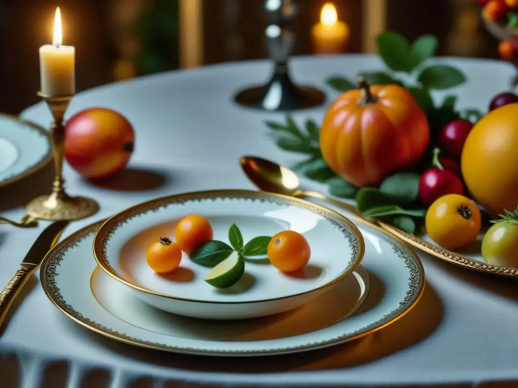 Una mesa renacentista con exquisita gastronomía italiana influencia, detallada y lujosa