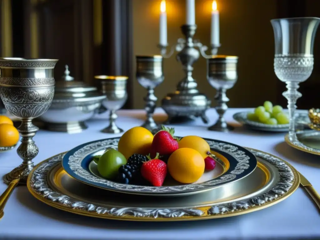 Una mesa renacentista lujosa con vajillas intrincadas y exquisita presentación de comida Renacimiento historia cultural