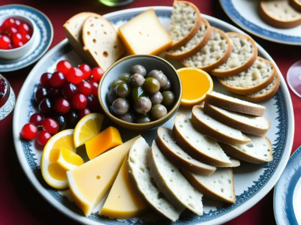 Una mesa de smörgåsbord sueco tradicional, resaltando la riqueza de colores y sabores