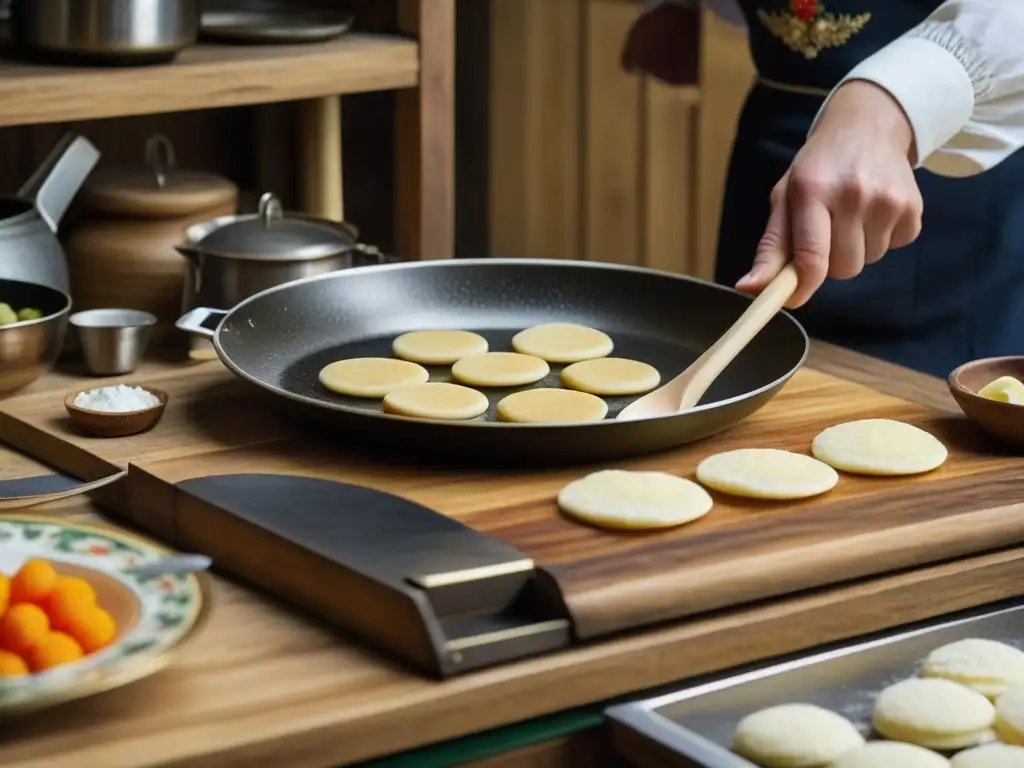 Un momento mágico en la cocina rusa: expertas manos preparan blinis