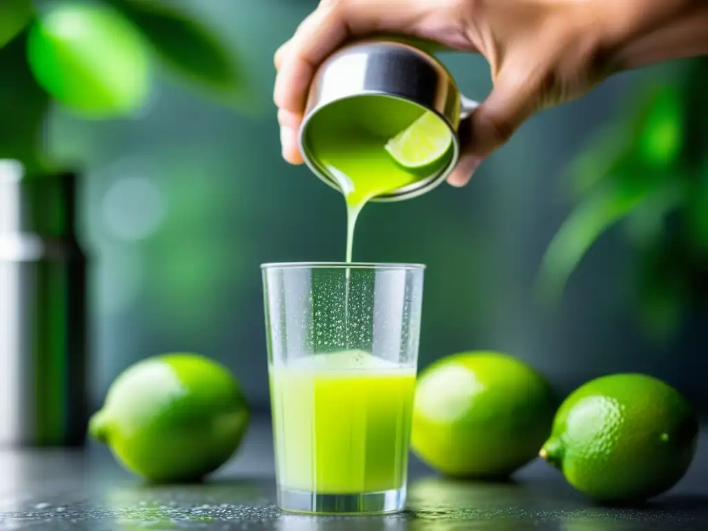 Un momento mágico en la preparación de un Pisco Sour asiático: exprimiendo limón fresco con detalle, en medio de un mercado bullicioso