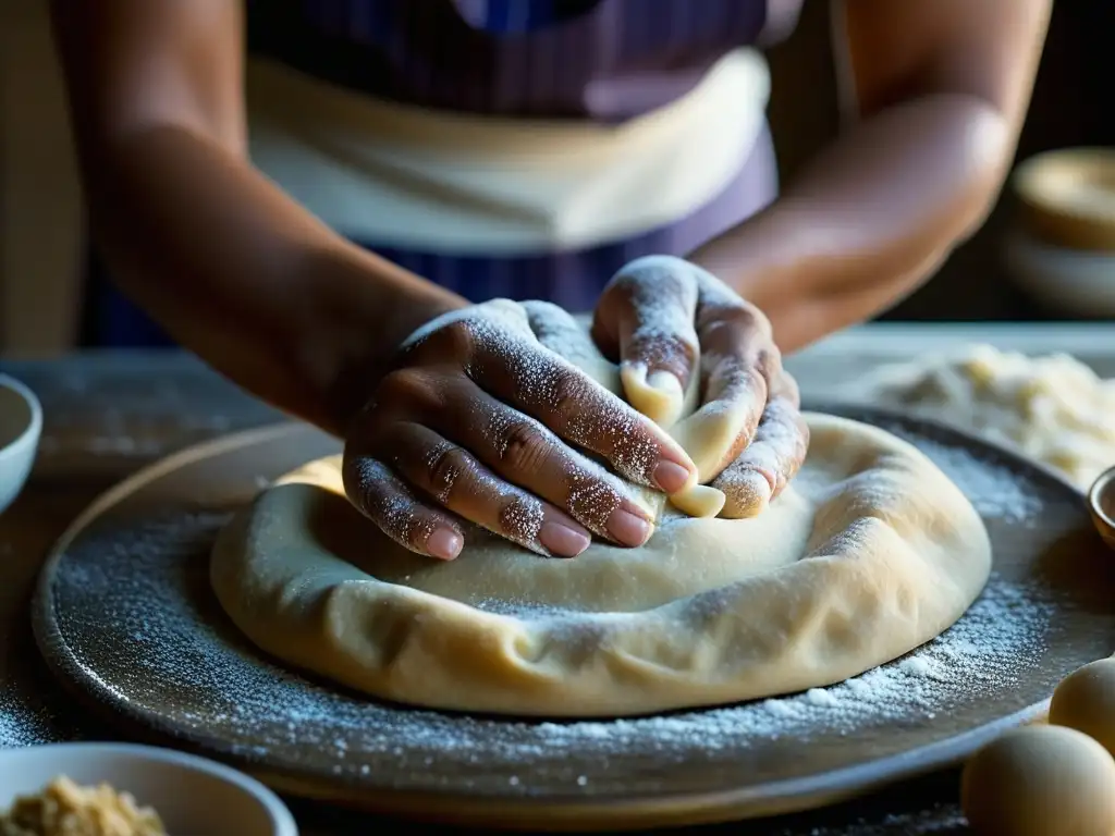 Una mujer amasa expertamente masa, resaltando la importancia de mujeres en la historia culinaria