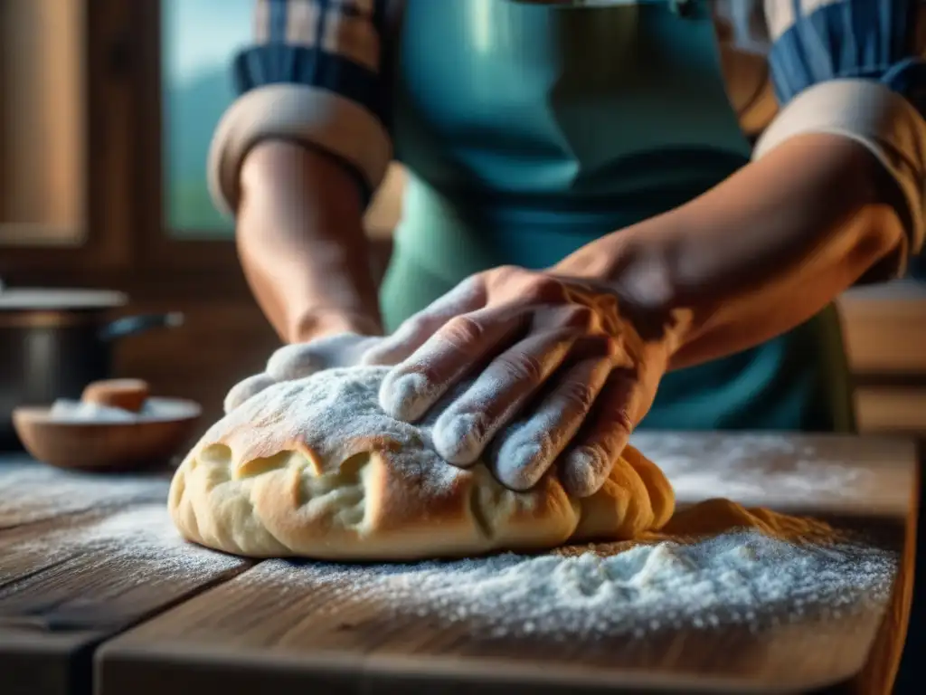 Una mujer amasa masa en una mesa de cocina, evocando la resiliencia de las mujeres recetas históricas Gran Depresión