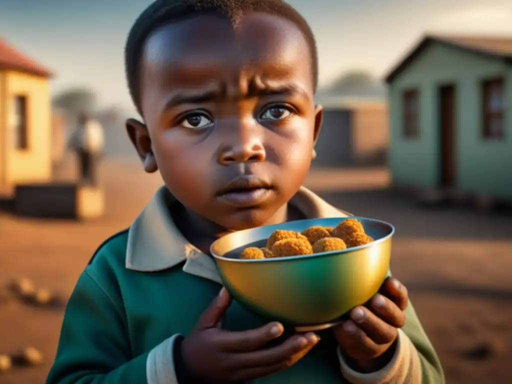 Niño en township sudafricano durante el Apartheid, con dieta escasa