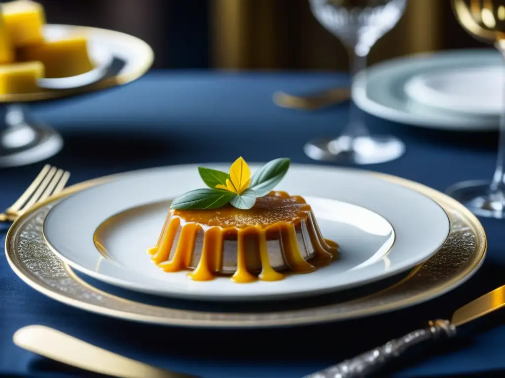 Plato de lujo: detalle exquisito digno de realeza Una obra de arte culinaria que evoca la historia y evolución de la gastronomía de lujo